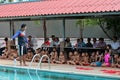 Primary student group study to swim at this pool.